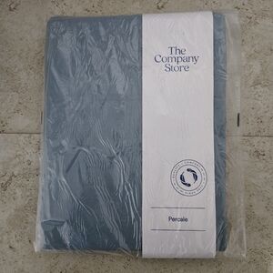 The Company Store Percale Extra Deep Flat Sheet Blue Smoke Oversized Queen